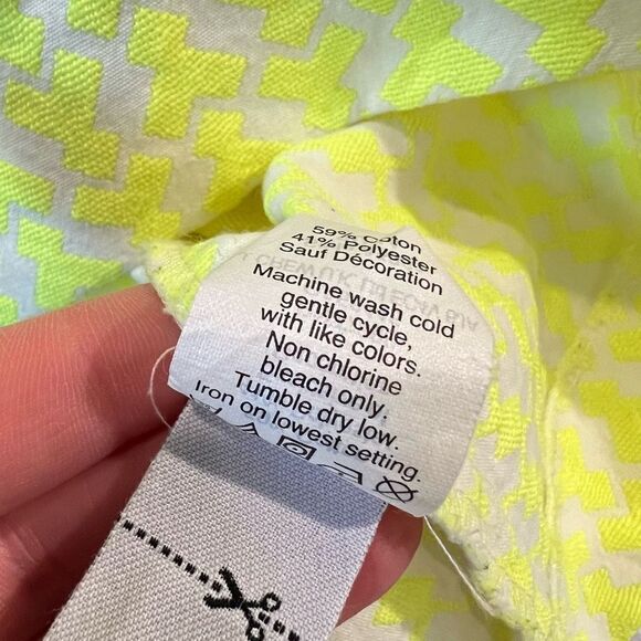 J. Crew Arrow Print Shift Dress Neon Yellow Blue Trim Women’s Size 2 - Picture 11 of 12